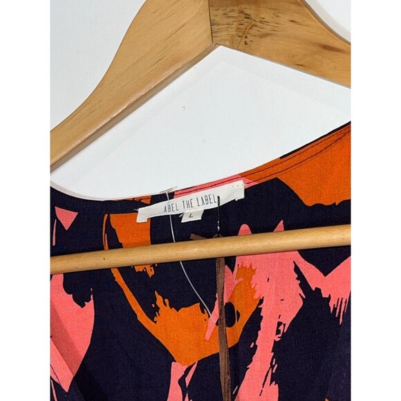 NWT Abel The Label Anthropologie Navy Pink Orange Hi Lo Clare Dress L Large Wome - Picture 6 of 12